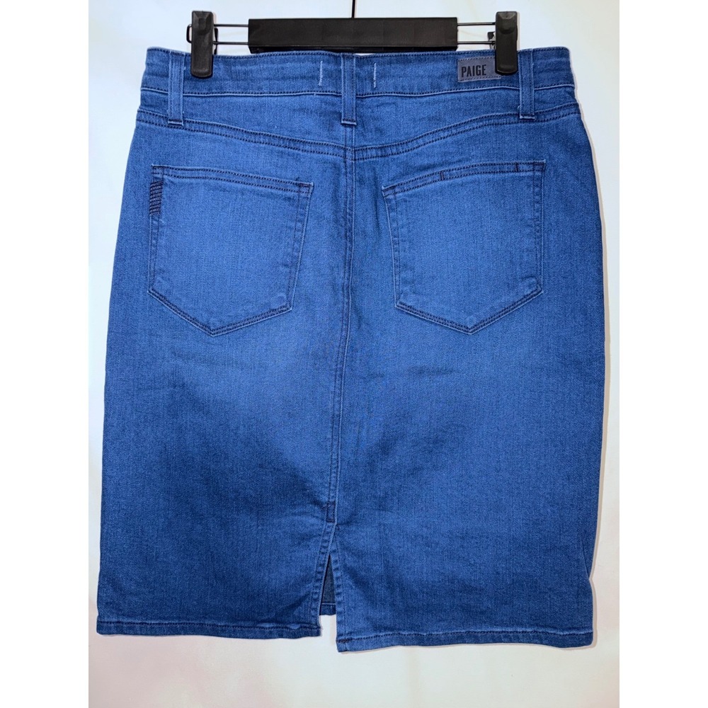 NWT PAIGE Deirdre Denim Skirt Frenchie No Whiskers Blue Pencil Midi Size 29 - Picture 3 of 12